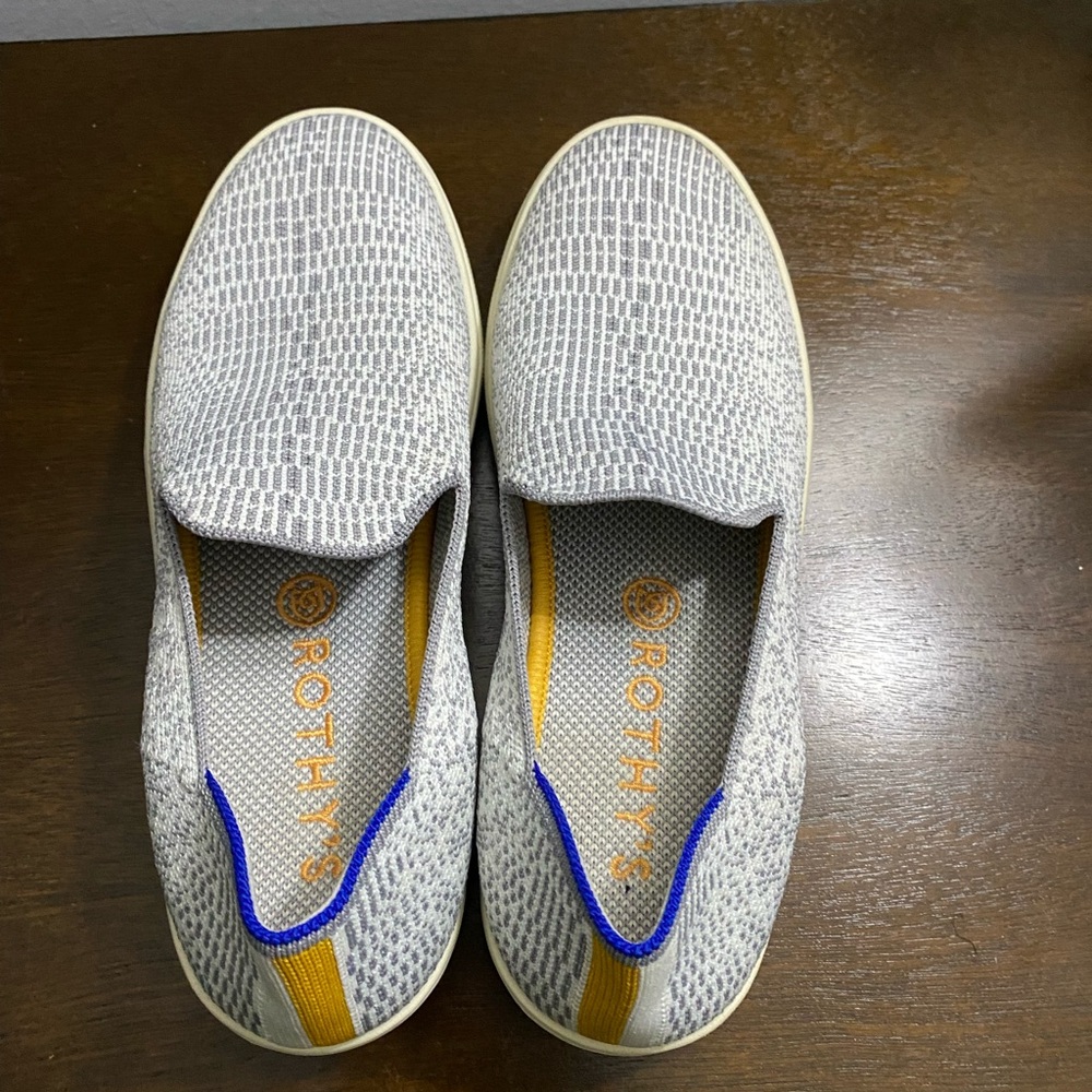 Rothy's Textured Gray and Blue Slip-Ons